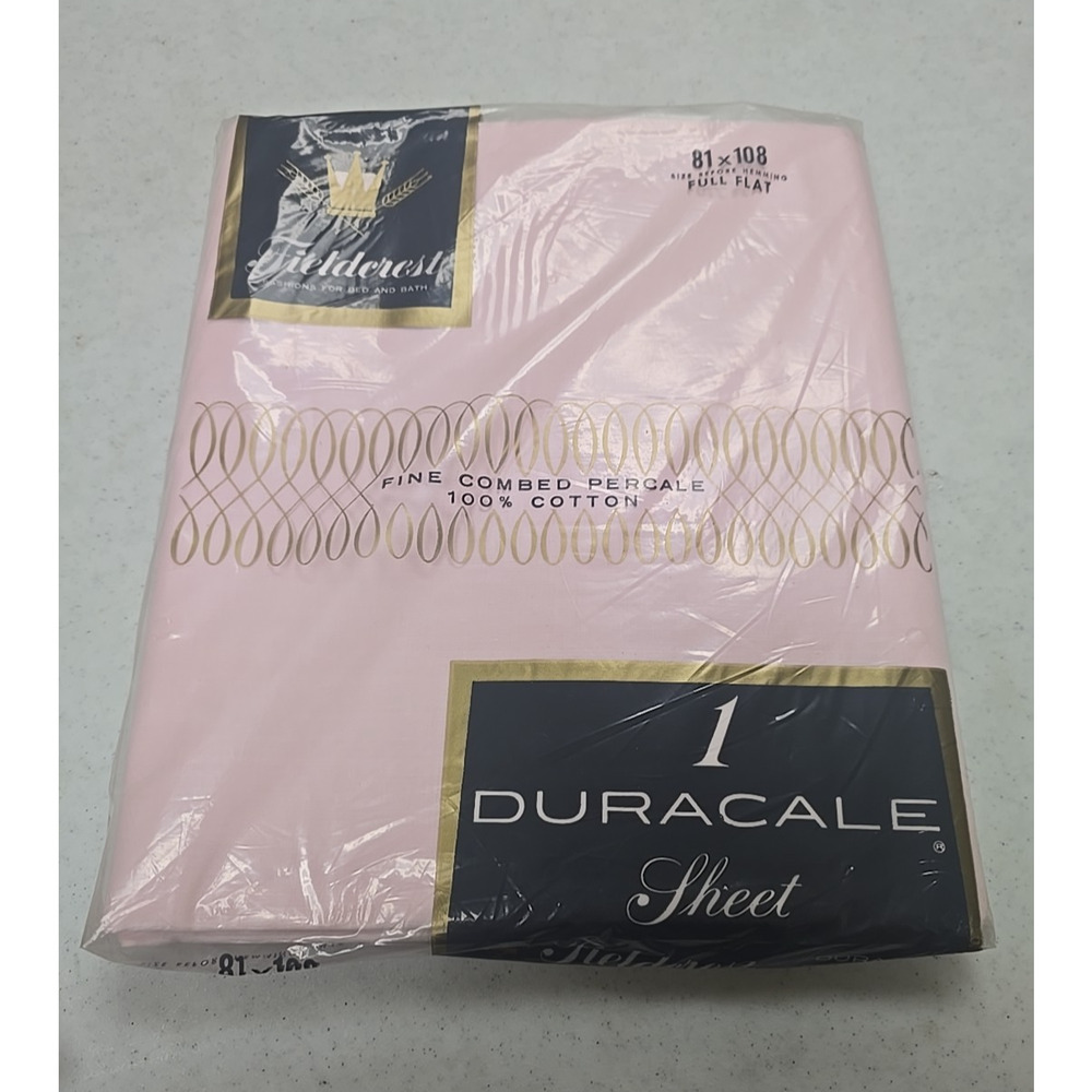 NEW Vintage Fieldcrest Pink Fine Combed Percale Bedspread Bed Sheet 81"x108"‎